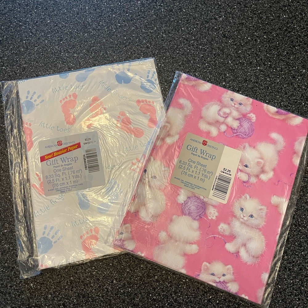 American Greetings vintage wrapping paper lot of 7